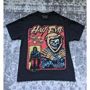 333 Half Evil T-Shirt Evil Figures Graphic Print, Black - Large